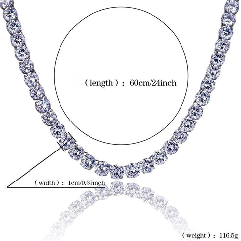 10mm large zircon necklace neck chain hip hop jewelry single-row chain necklace for men and women